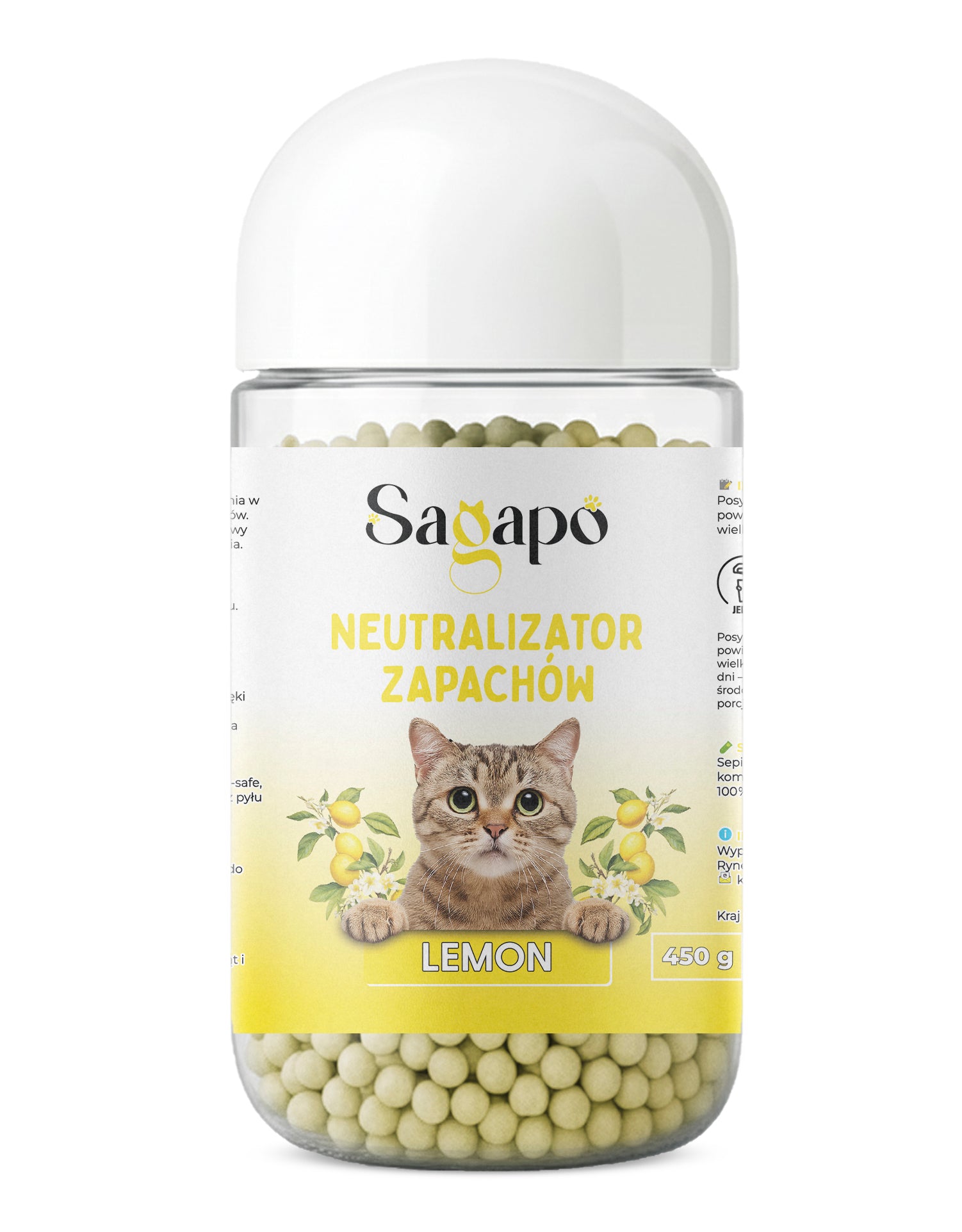 Sagapo neutralizator zapachów do kuwety dla kota Cytryna