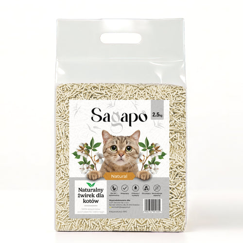 żwirek tofu dla kota – naturalny, Sagapo 2,5kg