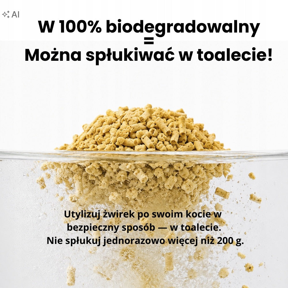 SAGAPO Żwirek Kukurydziany dla Kota Zbrylający Naturalny Spłukiwalny 10L