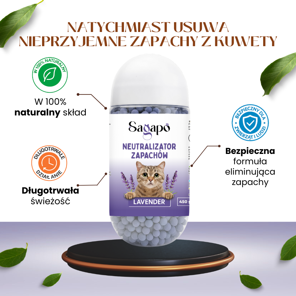SAGAPO Neutralizator zapachów do kuwety dla kota Lawenda