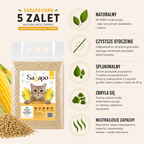 SAGAPO Żwirek Kukurydziany dla Kota Zbrylający Naturalny Spłukiwalny 10L
