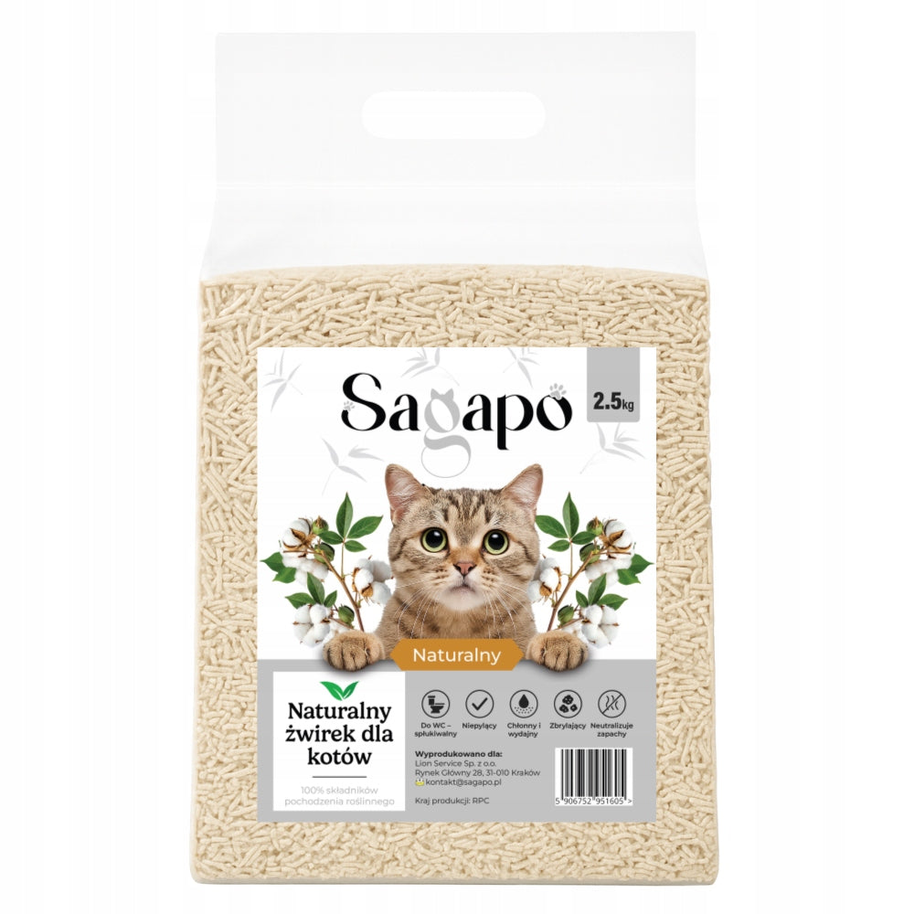 żwirek tofu dla kota naturalny Sagapo 2,5 kg
